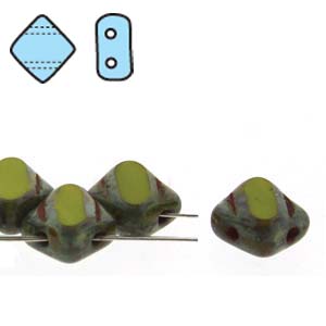 SQ206-53/86800 Opaque green Picasso - 40 beads