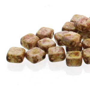 CZT06-15695  Alabaster lila gold luster - 25 beads