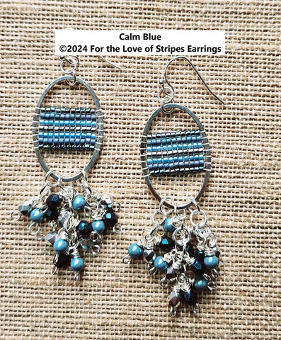 FLSK-003 For the Love of Stripes Earrings Kit - Calm Blue