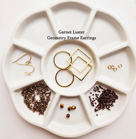 GFEK-003 Geometry Frame Earrings Kit - Garnet/Gold