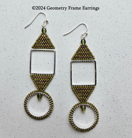 GFEK-002 Geometry Frame Earrings Kit - Matte olive luster/Silver