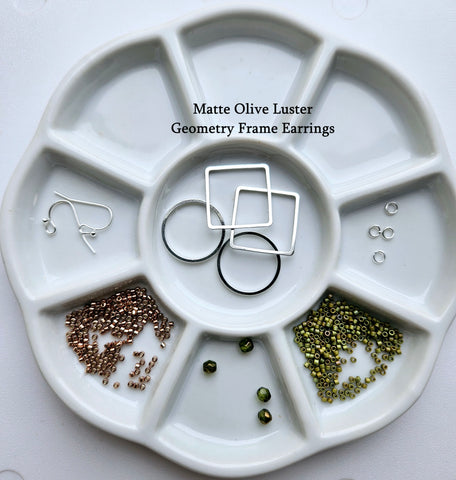 GFEK-002 Geometry Frame Earrings Kit - Matte olive luster/Silver