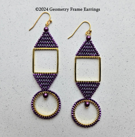 GFEK-004 Geometry Frame Earrings Kit - Purple Orchid/Gold