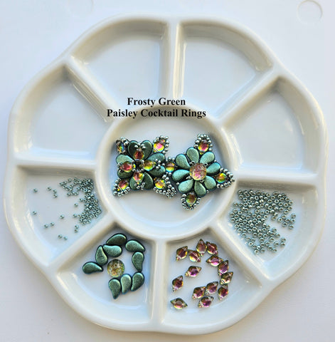 PCRK-002 Frosty Green - Paisley Cocktail Rings