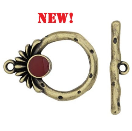 TC-201041-52 Deco toggle - Brass/Cherry Red