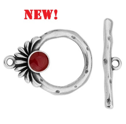 TC-201041-72 Deco toggle - Antique silver/Cherry Red