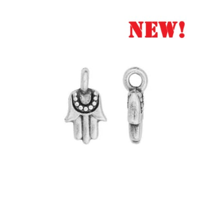 TC94-2526/12 Mini Hamsa Charm - Antique silver (2 pieces)