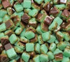 SQ206-00/29131  Opaque green/dark apricot - 40 beads