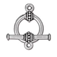 TC94-6058/12  Large beaded toggle - antique silver