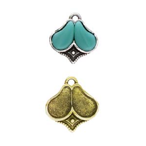 CYM-PD-013978-AB / Antique brass  KANALA - Paisley Duo glue-in pendant - 2 pcs