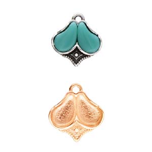 CYM-PD-013978-RG / Rose gold  KANALA - Paisley Duo glue-in pendant - 2 pcs