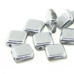 CZT06-27000  Metallic silver - 25 beads