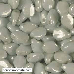 PIP57-10/14457  White alabaster green luster - 50 beads