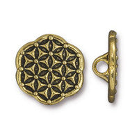 TC94-6570/26 Flower of life button - antique gold