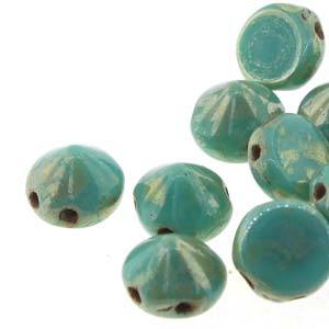 TIP63-43400  Turquoise green Picasso - 20 beads