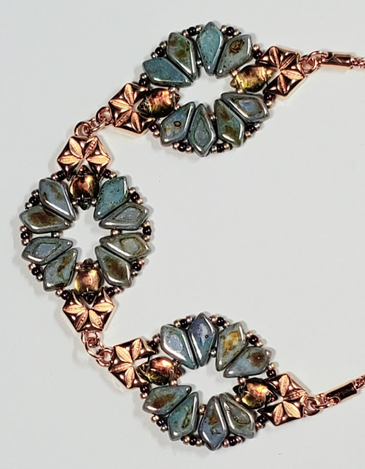 VLSK-003 Voudia Links Bracelet & Earrings Kit - Rose gold/blue