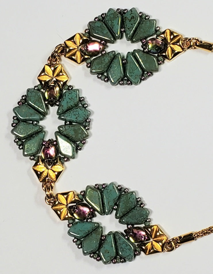 VLSK-002 Voudia Links Bracelet & Earrings Kit - Gold/turquoise